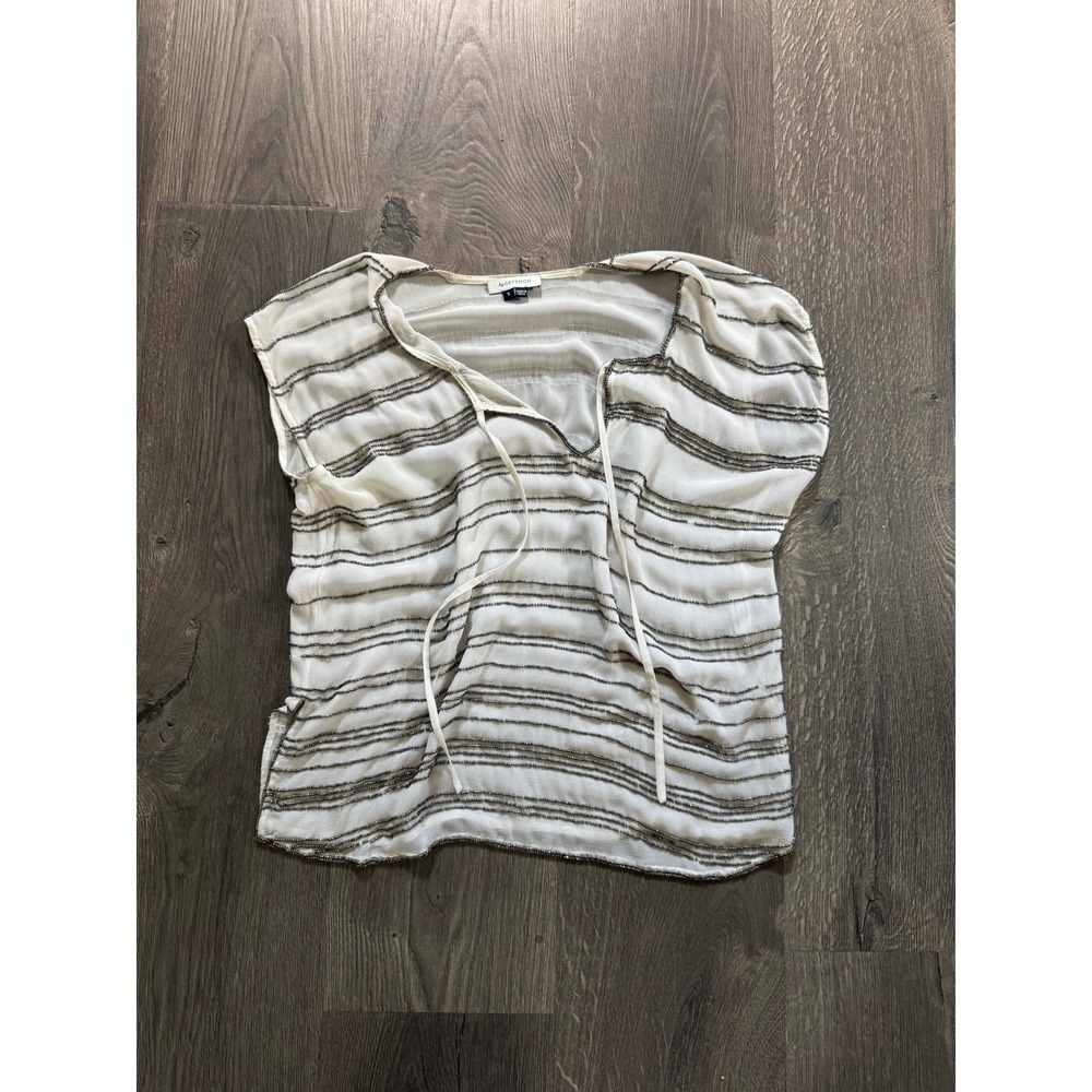 by Gryphon Dotted Line Top Size S White Silk Metal Beaded Anthropologie Blouse